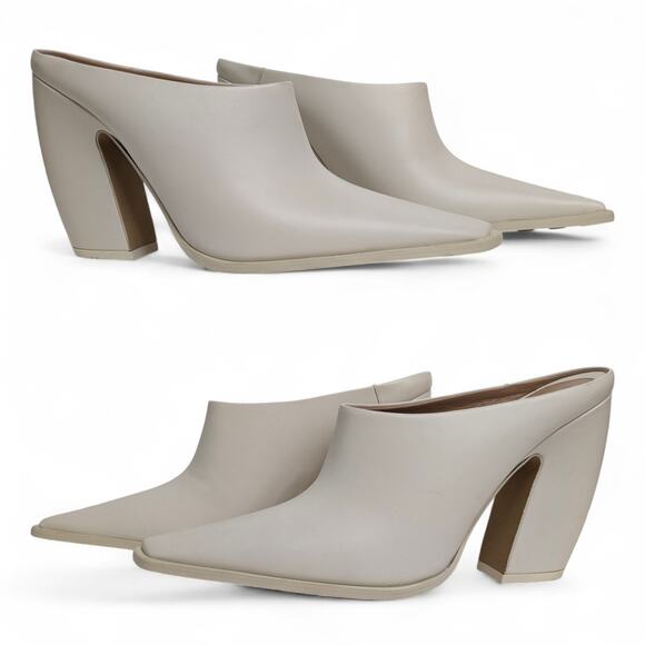 Bottega Veneta NWT Tex Leather Mules Women’s IT37 US7 Sea Salt Dressy Minimalist - Picture 3 of 11